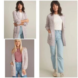 EUC Marine Layer Chunky Knit Wool Ontario Textured Lavender Open Front Cardigan‍